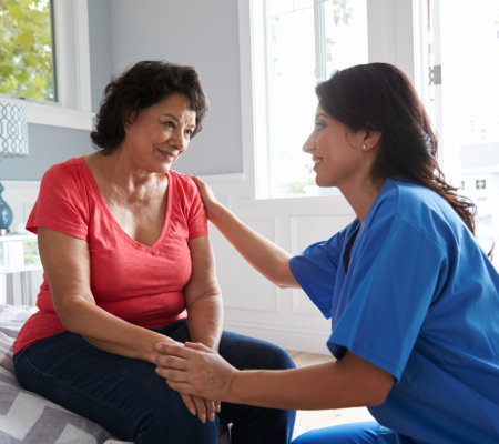 image of the senior patient and the home care staff